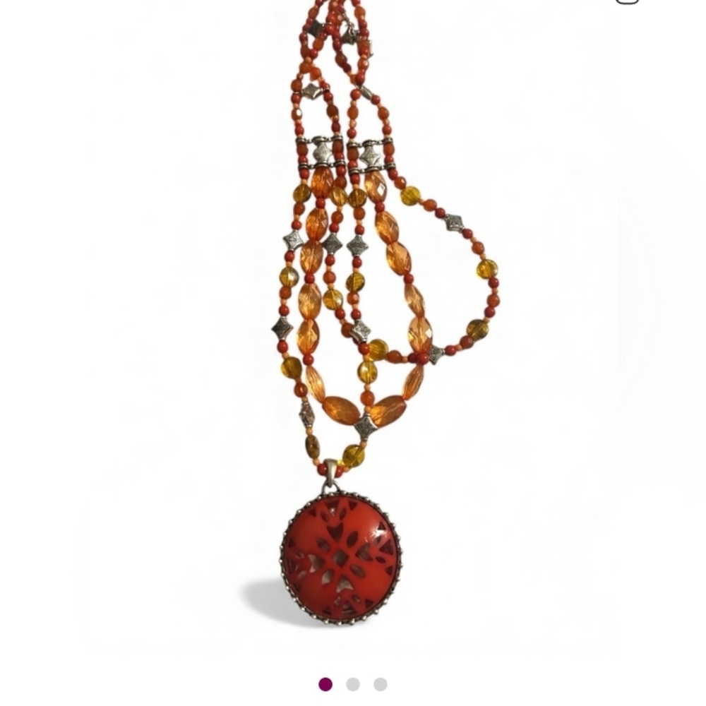 Elegant Red and Gold Beaded Necklace 2/$25
